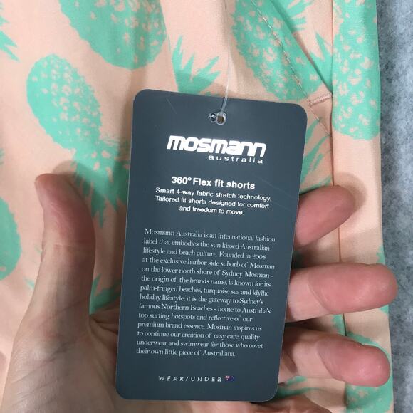 Mossman Australia Swim Trunk Small Peach Stretch Pineapple Volley Board 6 Inseam - Picture 4 of 11